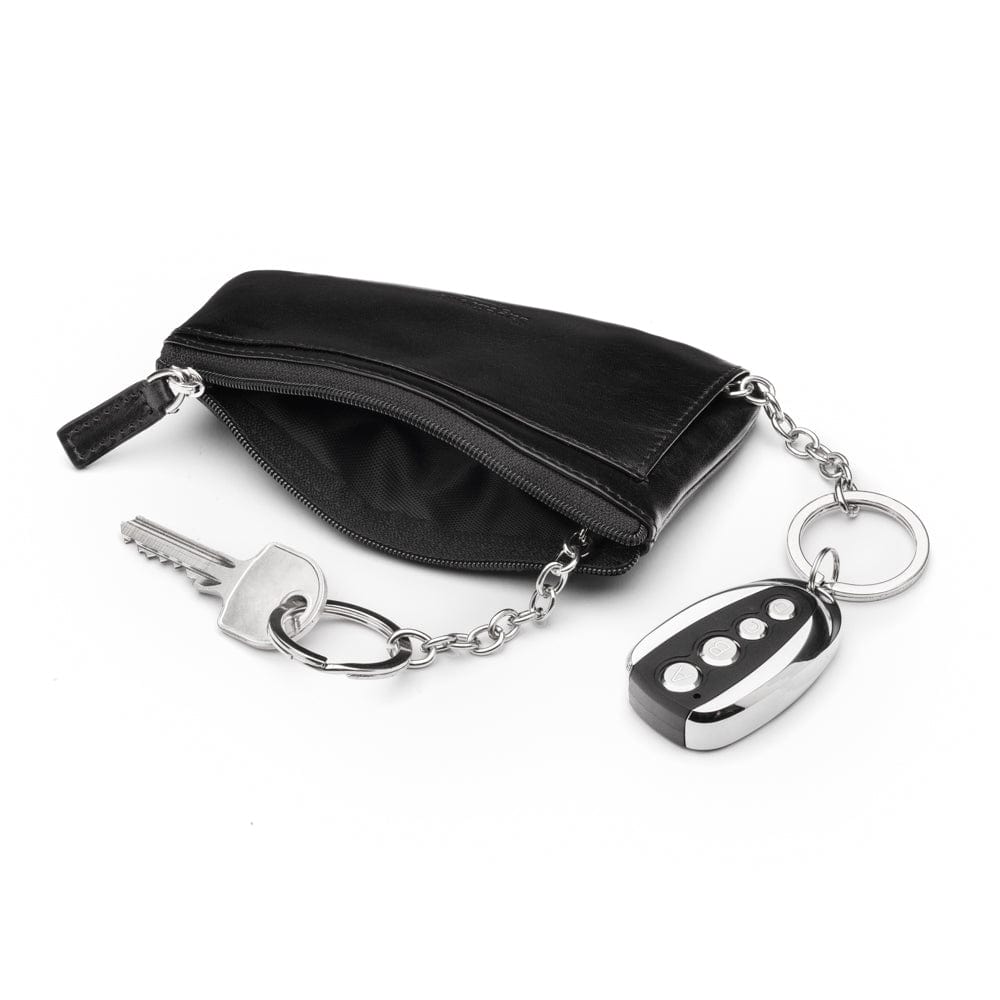 Large leather key case, black