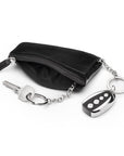 Large leather key case, black