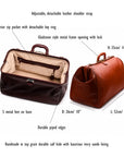 Large leather Gladstone holdall, features and dimensions