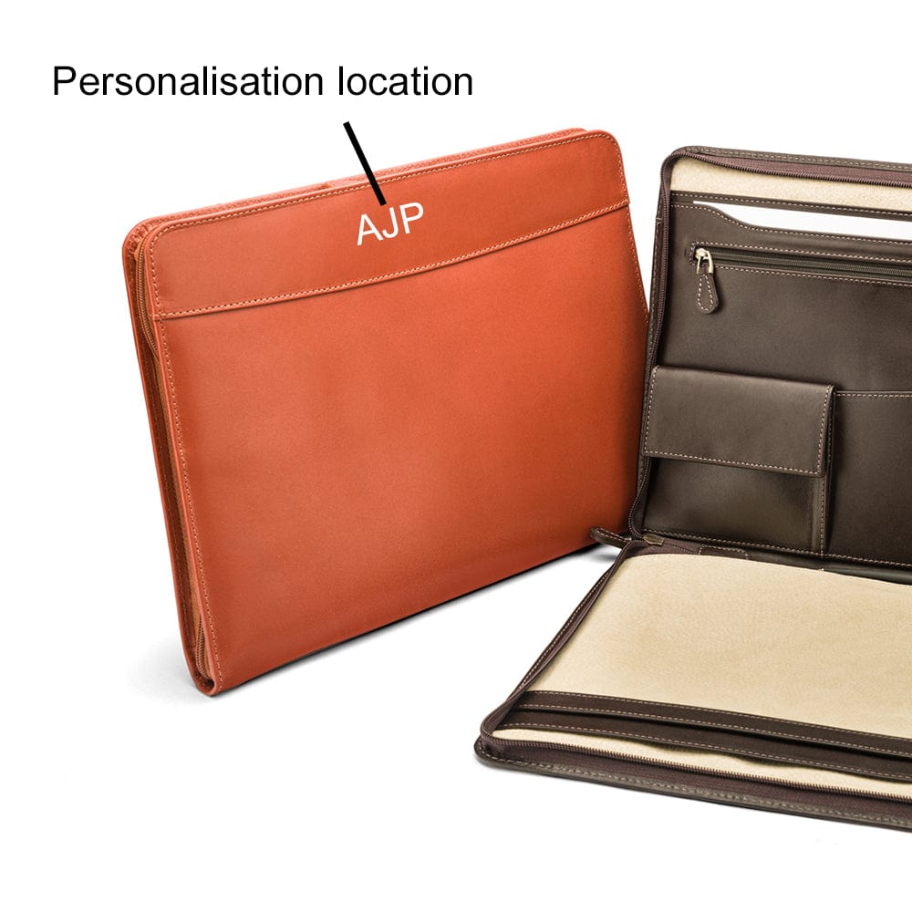 A4 Zip Around Case, Brown | Document Folders | SageBrown