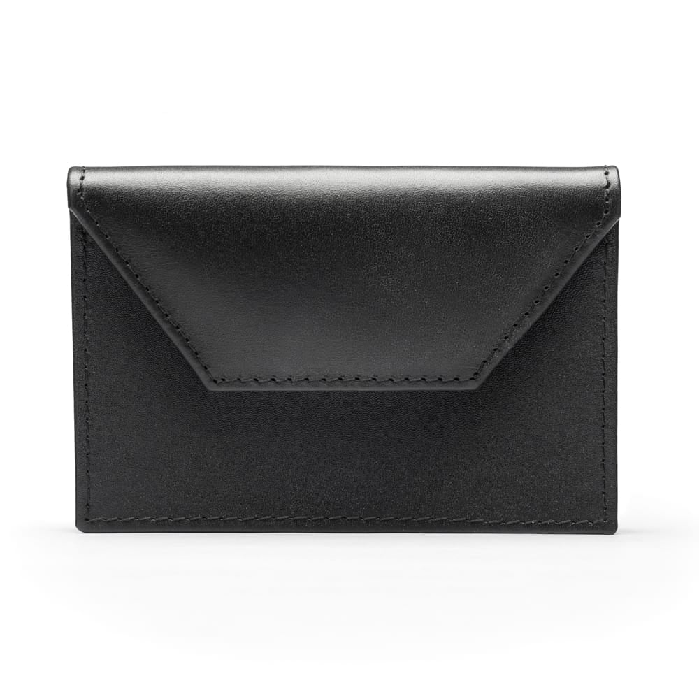 Leather business card holder, black, front