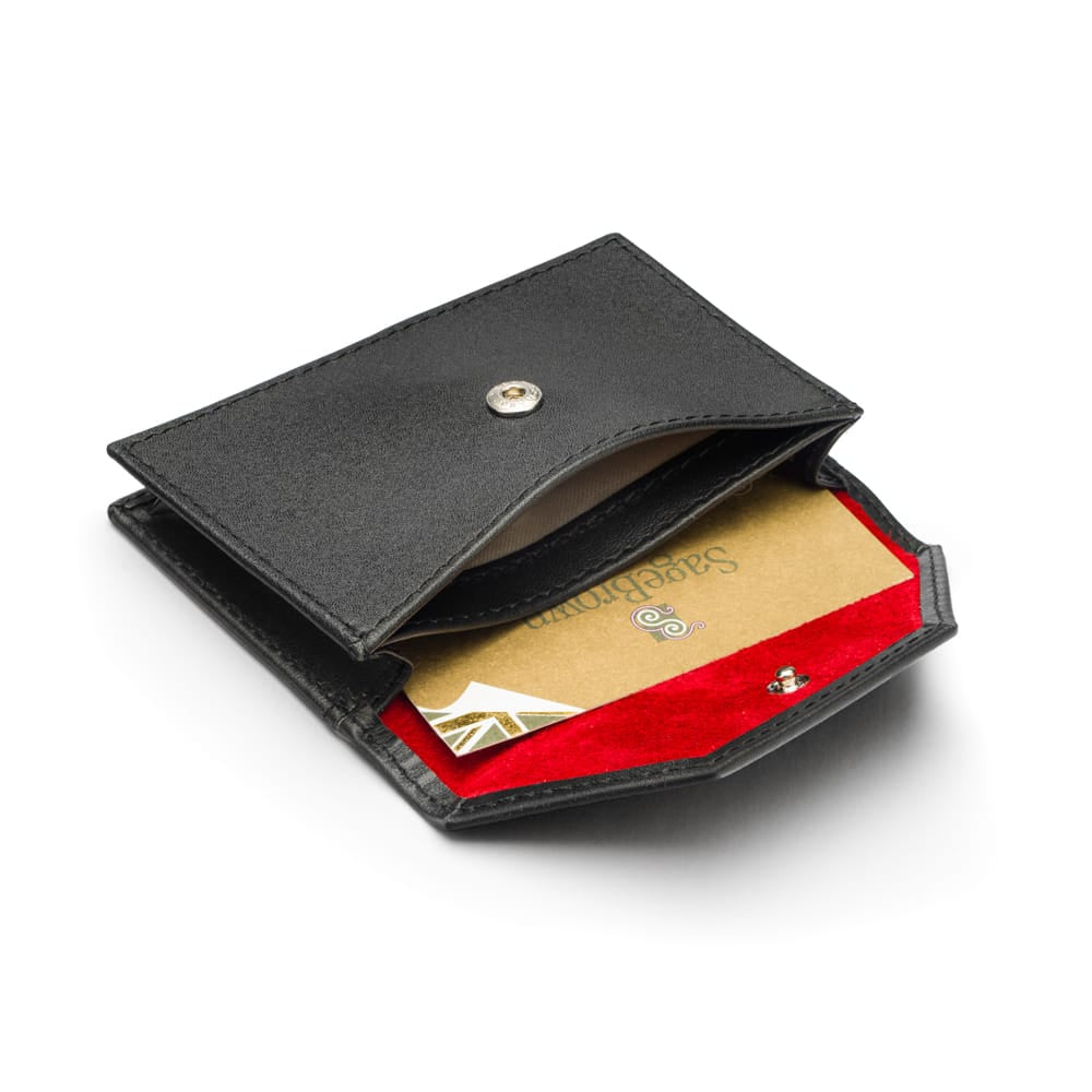 Leather business card holder, black, inside