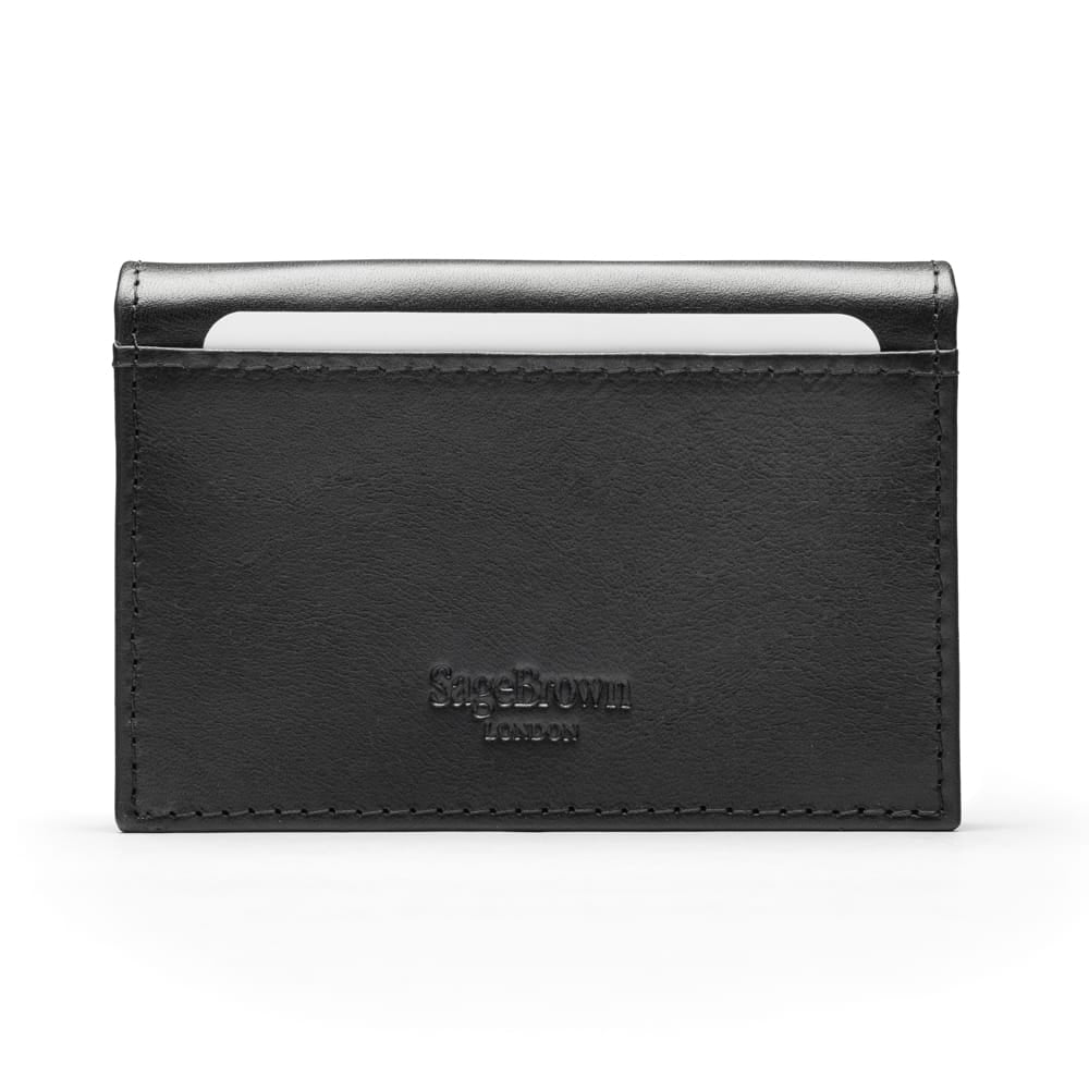 Leather business card holder, black, back