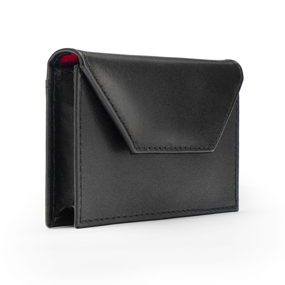 Leather business card holder, black, side