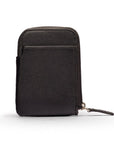 Leather card case with zip, black, front