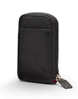 Leather card case with zip, black, front view