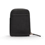 Leather card case with zip, black pebble grain, front