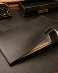 Leather document folder, black, lifestyle