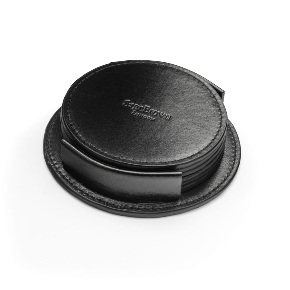 Set of leather coasters, black