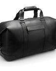 Leather duffel travel bag, black, back