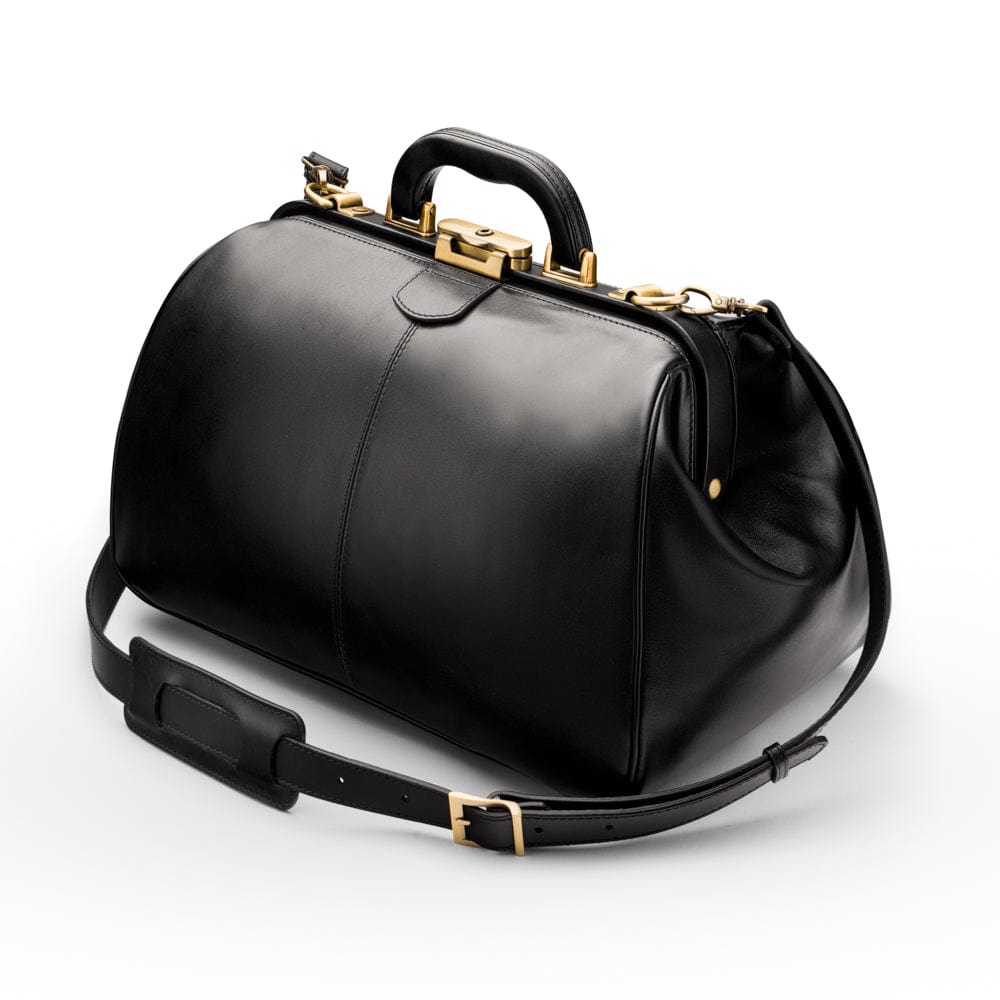 Small Gladstone Bag in Leather, black, side