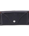 Leather glasses case, black, front