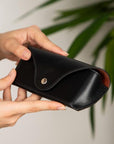 Leather glasses case, black, lifestyle