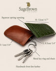 Large key case with squeeze spring opening, features and dimensions
