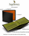 RFID wallet in bridle hide leather, features and dimensions