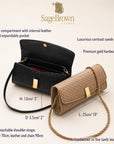 Luxury Hand-Woven Leather Melanie Clutch, features and dimensions