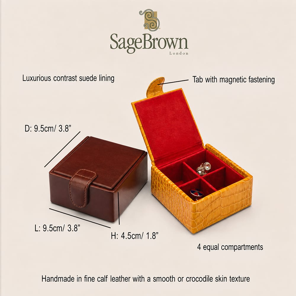 Luxury Leather 4-Compartment Jewellery &amp; Accessory Box, features and dimensions