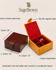 Luxury Leather 4-Compartment Jewellery & Accessory Box, features and dimensions