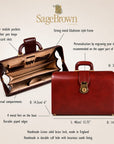 Luxury leather Gladstone Doctor's bag, features and dimensions