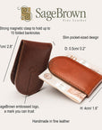 Luxury Leather Magnetic Money Clip, features and dimensions