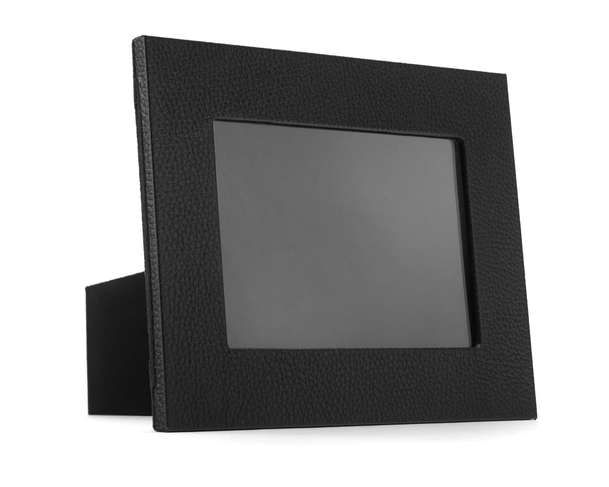 Leather photo frame, black, landscape front