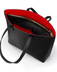 Luxury Leather Tote Bag and Shopper, Black, open