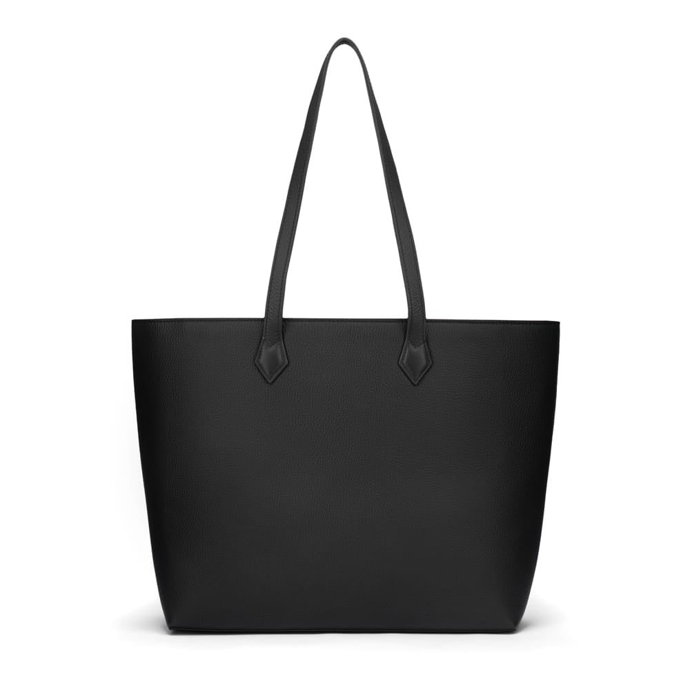 Luxury Leather Tote Bag and Shopper, Black, front
