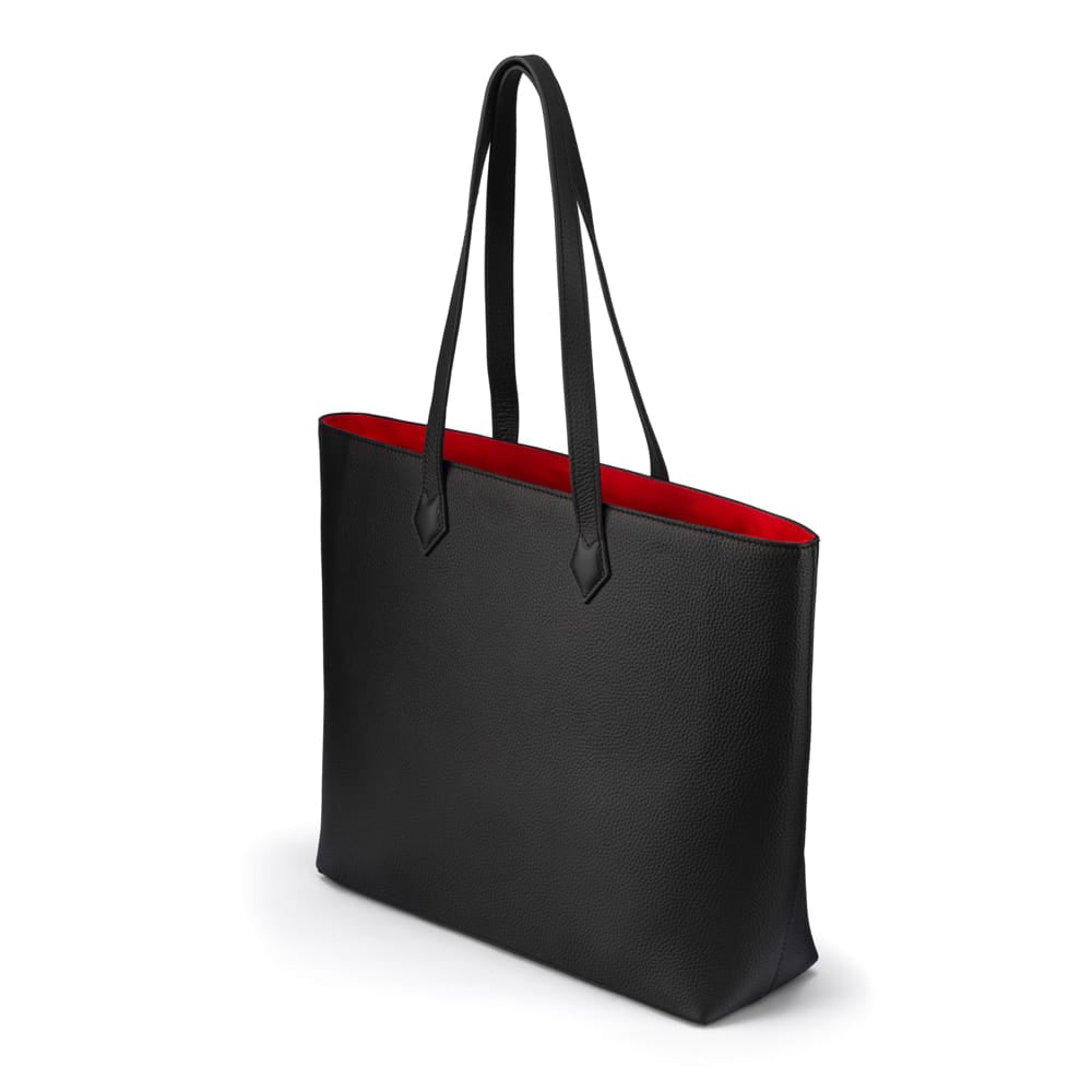 Luxury Leather Tote Bag and Shopper, Black, side