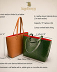 Luxury Leather Tote Bag and Shopper, features and dimensions