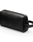 Luxury leather wash bag, black, back