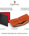 Luxury Men's Bridle Leather Bi-Fold Wallet , features and dimensions