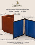 Leather money clip wallet for men, features and dimensions
