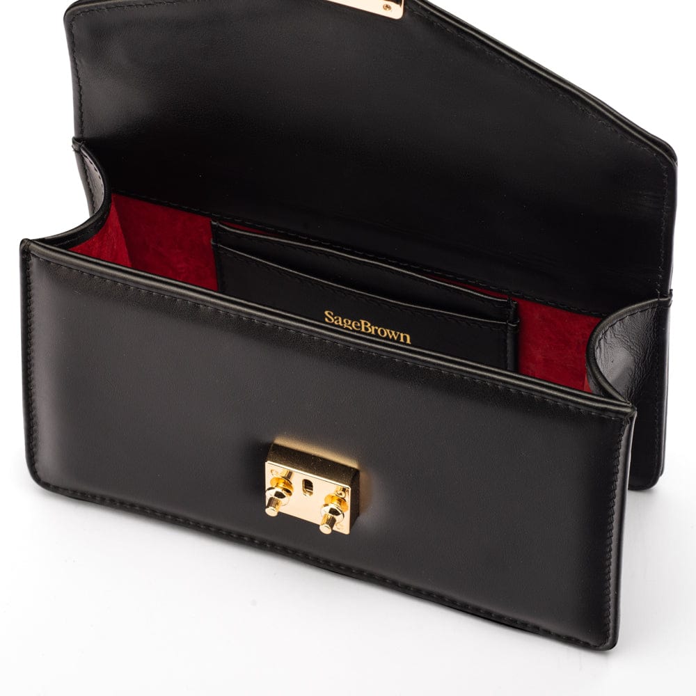 Maya top handle bag, black, inside
