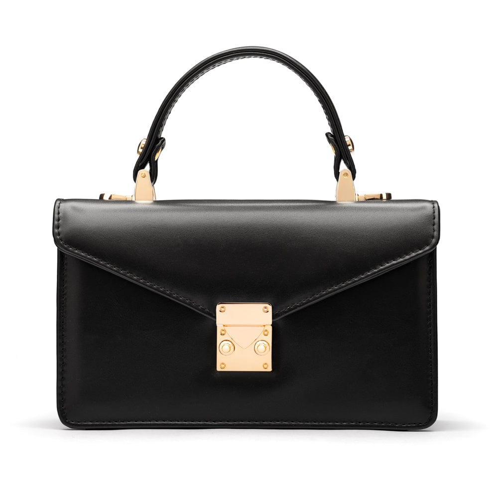 Maya top handle bag, black, front