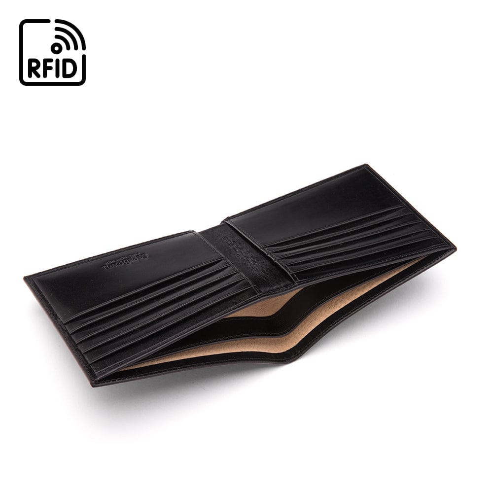Men's RFID wallet with 10 CC, black, inside
