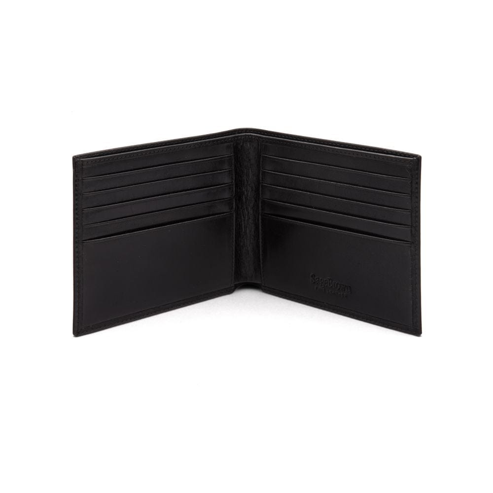 Men's RFID wallet with 10 CC, black, open