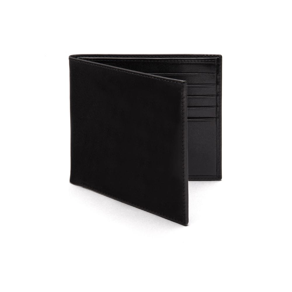 Men's RFID wallet with 10 CC, black, front