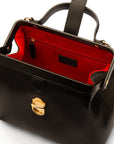 Mini leather Gladstone bag, black, inside