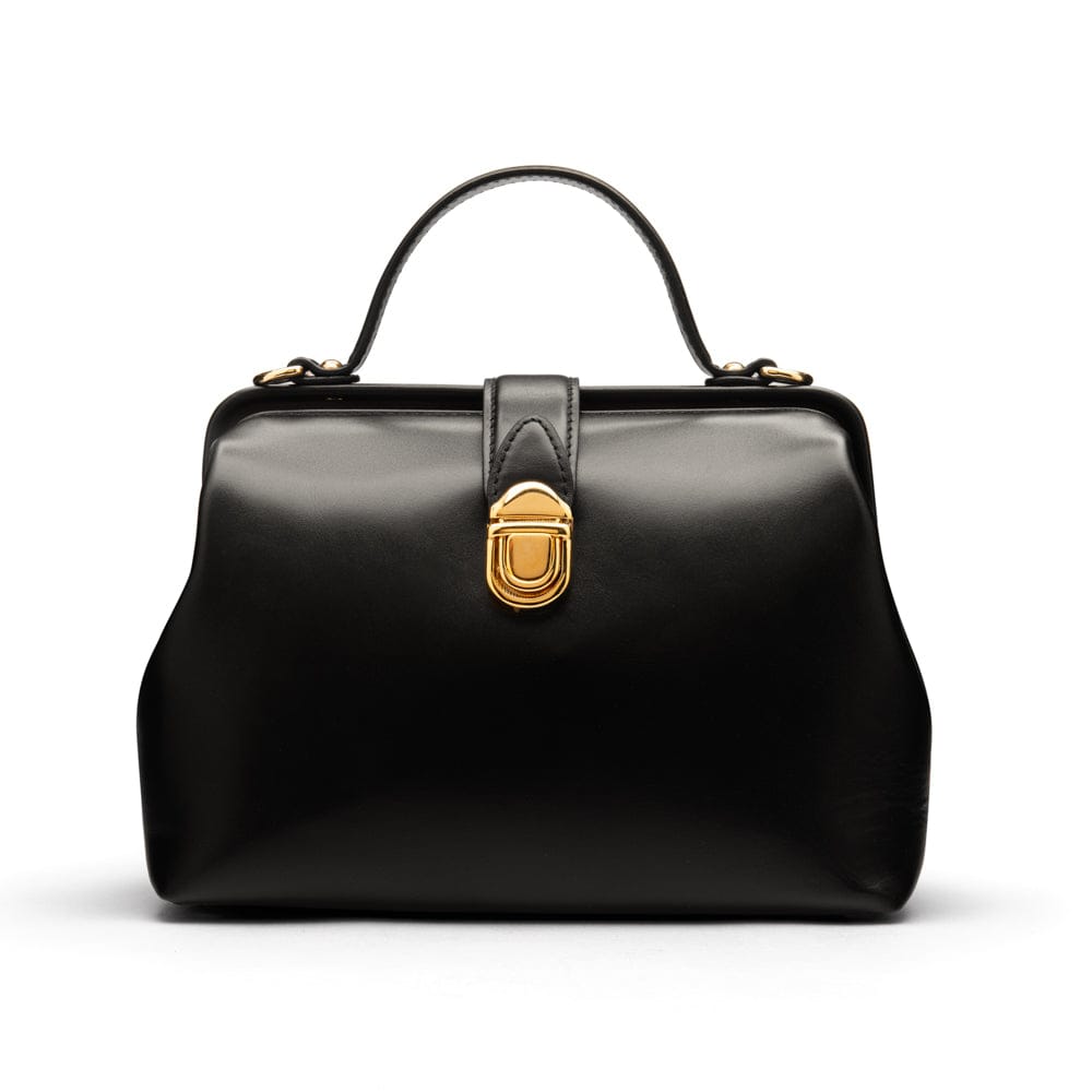 Mini leather Gladstone bag, black, front
