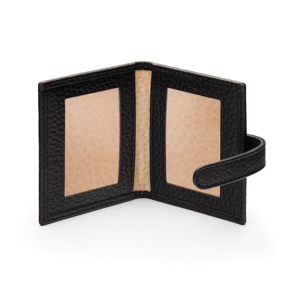 Mini leather passport photo frame, black, 60 x 40mm, inside