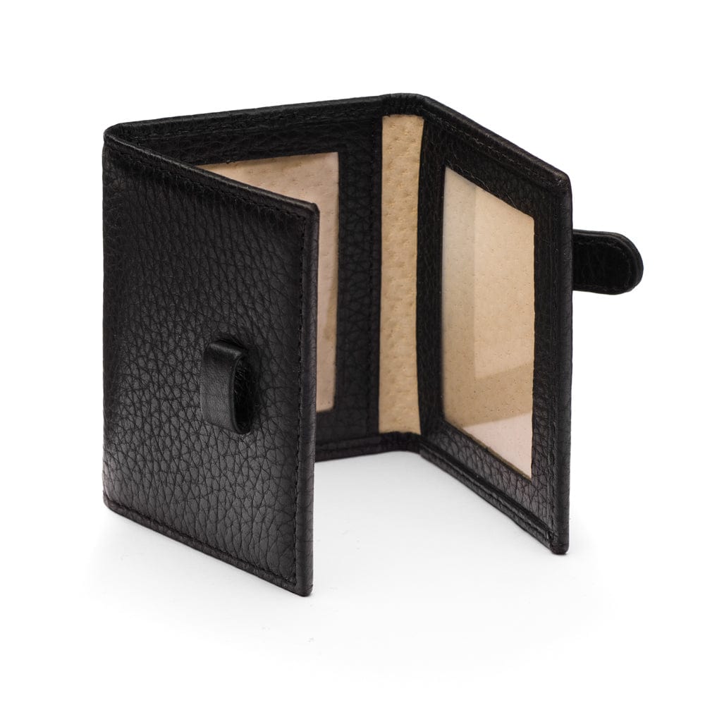 Mini leather trifold photo frame, black, 60 x 40mm, open