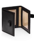 Mini leather trifold photo frame, black, 60 x 40mm, open