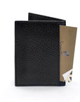 Premium Slim RFID Leather Credit Card Wallet, Black Pebble Grain, back