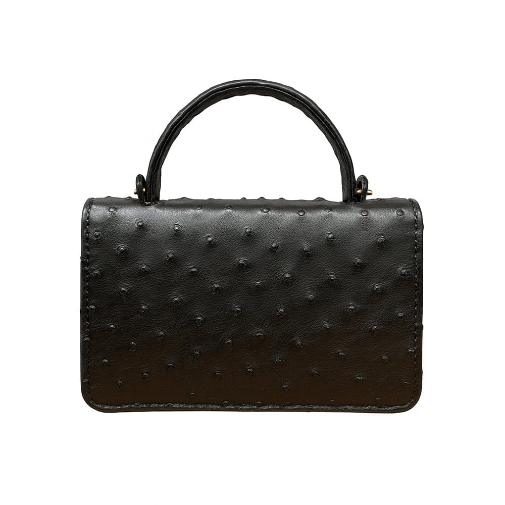 Real ostrich Maya bag, black ostrich, back