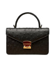 Real ostrich Maya bag, black ostrich, front