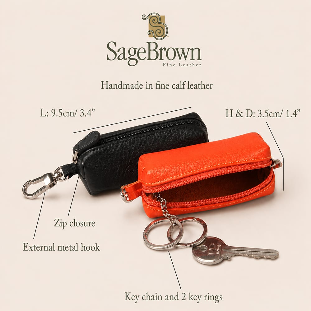 Rectangular Leather Key Case, features and dimensions
