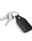 Rectangular leather key fob, black, front