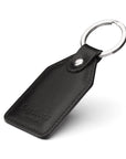 Rectangular leather key fob, black, back