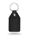 Rectangular leather key fob, black, front view