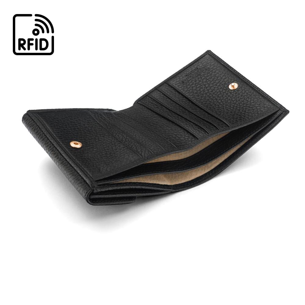 RFID leather Jackie purse, black, inside